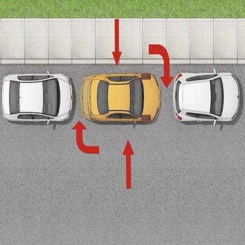 Parking lot image with 6ft of space around vehicle for safe installation.